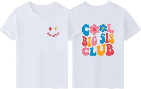 Girls Sister Shirt Toddler Cool Big Sis Club Tshirt Promoted to Big Sister Announcement Tee Tops in Saudi Arabia