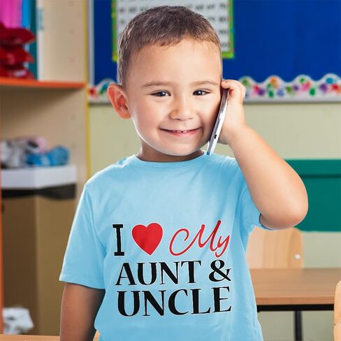 Toddler T-Shirt I Love My Aunts & Uncle with Heart Love Heart Boy & Girl Clothes in Saudi Arabia