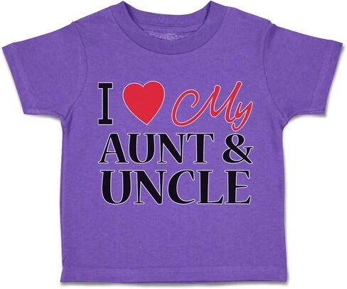 تي شيرت للأطفال الصغار مطبوع عليه عبارة I Love My Aunt & Uncle مع ملابس للأولاد والبنات على شكل قلب وقلب in Kuwait