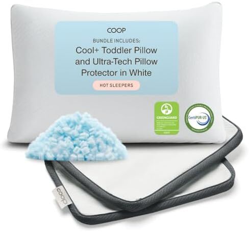 Coop Sleep Goods Cool+ Cooling Toddler Pillow + UltraTech Waterproof Pillow Protector White Bundle in Kuwait