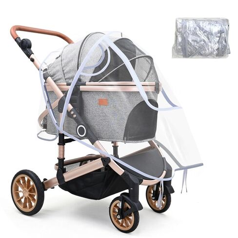 Bicystar Pet Stroller Rain Cover – Waterproof Windproof Weather Protection for Dog & Cat Strollers, Clear EVA with Front Zipper, Ventilation Holes, Foldable Universal Fit in Kuwait
