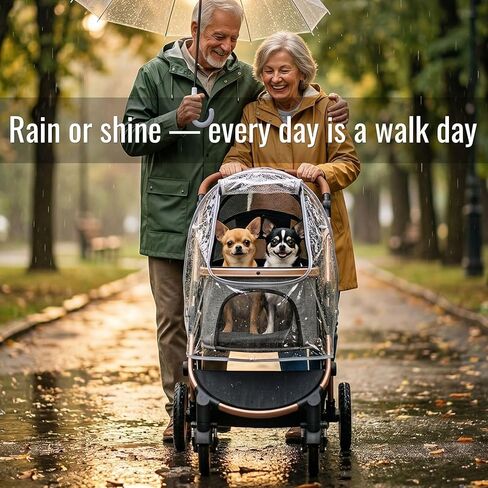 Bicystar Pet Stroller Rain Cover – Waterproof Windproof Weather Protection for Dog & Cat Strollers, Clear EVA with Front Zipper, Ventilation Holes, Foldable Universal Fit in Kuwait