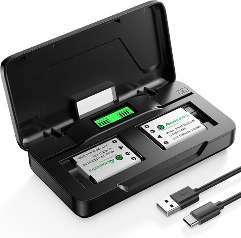 2-Pack EN-EL10 Battery and USB-C Dual Charger for Fujifilm NP-45/NP-45A/NP-45B/NP-45S, Olympus LI-42B/LI-40B, and More - 1300mAh High Capacity in Kuwait