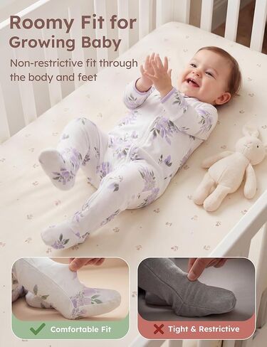 Looxii Baby Pajama 100% Cotton Baby Sleeper for Newborn 0-3-6-9M Boys Girl Clothes One-Piece Footed Pjs Sleep 'n Play Footies in Kuwait