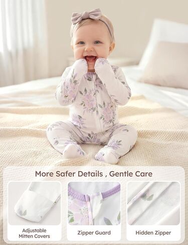 Looxii Baby Pajama 100% Cotton Baby Sleeper for Newborn 0-3-6-9M Boys Girl Clothes One-Piece Footed Pjs Sleep 'n Play Footies in Kuwait