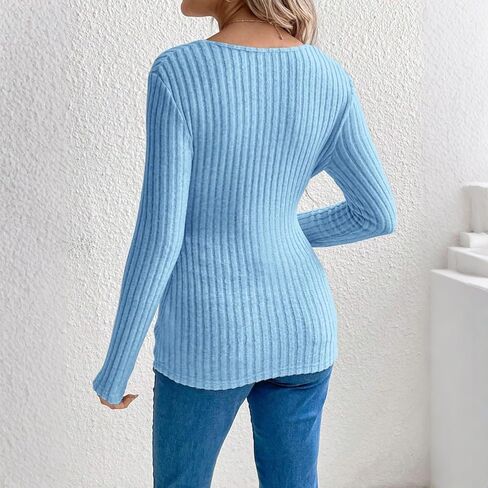Maternity Sweater for Women, Cute Long Sleeve Spring Ribbed Pregnancy Tops Tunic with Belt Casual Knit Work Mama Clothes in Saudi Arabia