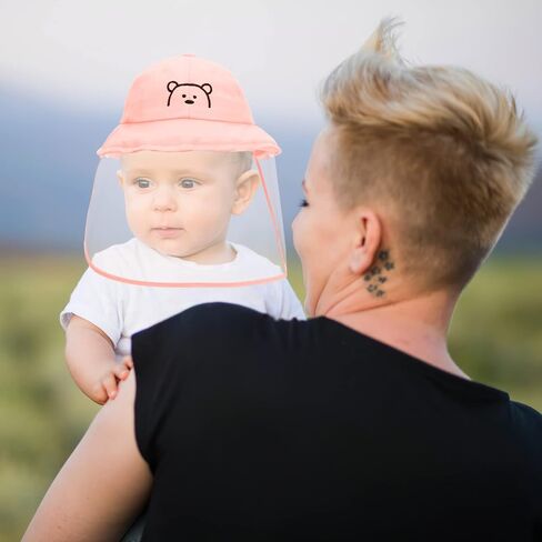 Shield Ski Mask Sun Hat with Clear Face Cover Anti Spitting Bucket Hat Outdoor Wide for Baby Boys Girls Newborn Sun Hat Infant Infant Mask in Kuwait