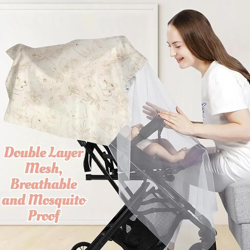 2Pcs Muslin Nursing Cover for Breastfeeding - Arch Neckline Hoop for Mom, Breathable Privacy Shield Travel Friendly Lightweight Adjustable Strap Summer Comfort Nursing Apron in Kuwait