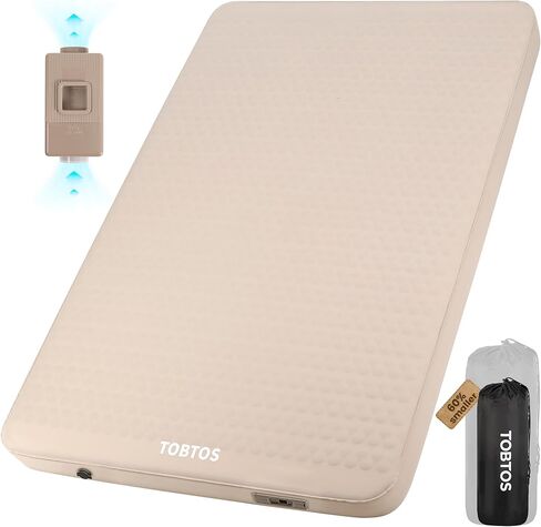 TOBTOS 4" Thick Self Inflating Sleeping Pad with Electric Pump, 60s Inflate Ultra-Compressible Compact Foam Camping Mattress, Insulated Sleeping Mat for Tent, Car, Camping in Saudi Arabia