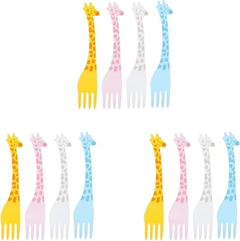 12-Pack Cute Animal Food Picks - Plastic Decorative Forks for Kids Fruit Snacks, Birthday Party Dessert Picks, Bento Lunch Box Accessories, Cake Toppers (Cartoon Design) in Kuwait