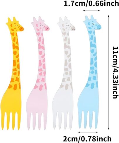 12-Pack Cute Animal Food Picks - Plastic Decorative Forks for Kids Fruit Snacks, Birthday Party Dessert Picks, Bento Lunch Box Accessories, Cake Toppers (Cartoon Design) in Kuwait