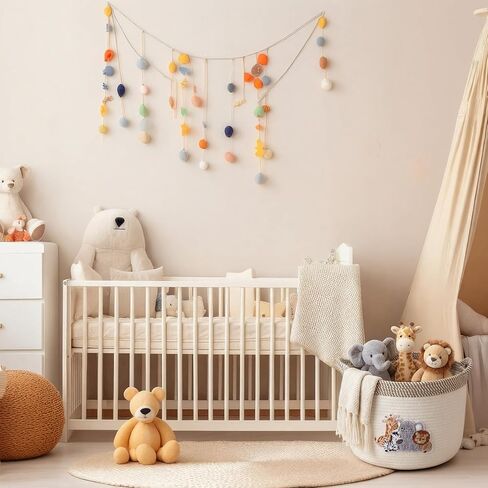 Domensi Woodland Animal Storage Baskets Large 15"x11" Woven Baby Toy Baskets with Embroidered Appliqué Baby Laundry Basket for Nursery Gift Toy Organizer Laundry Hamper Diaper Towel in Kuwait