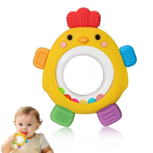 Easter Baby Teething Toys with Rattle for 3-6 6-12 Months, Food Grade Infant Newborn Teether, Baby Essentials Teething Relief, Baby Easter Basket Stuffers Gifts Toys in Kuwait