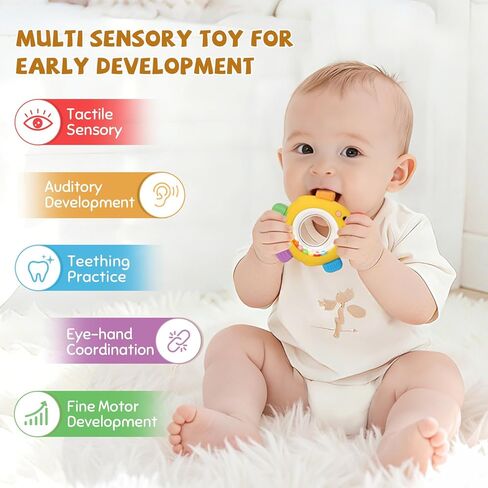 Easter Baby Teething Toys with Rattle for 3-6 6-12 Months, Food Grade Infant Newborn Teether, Baby Essentials Teething Relief, Baby Easter Basket Stuffers Gifts Toys in Kuwait