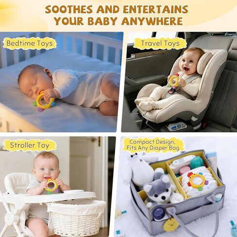 Easter Baby Teething Toys with Rattle for 3-6 6-12 Months, Food Grade Infant Newborn Teether, Baby Essentials Teething Relief, Baby Easter Basket Stuffers Gifts Toys in Kuwait