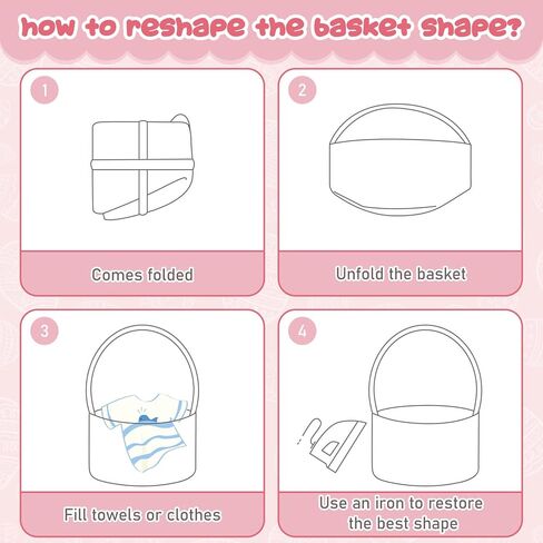 OIAHOMY Gift Basket with Handle, Personalized Baby Basket for Kids, Woven Rope Gift Empty for Toys, Baby Treasure Hunt Baskets with Wooden Card for Boys and Girls - Pink in Kuwait