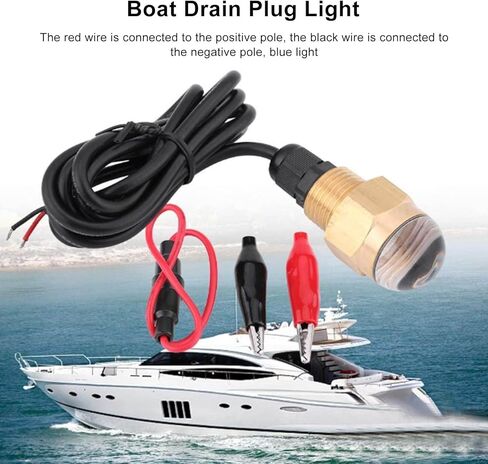 ضوء LED بقابس التصريف، ضوء الصيد تحت الماء، مصباح IP68 مشرق 840LM مع خيط 1/2 بوصة، مرآة نحاس مصقول وغطاء ABS للاستخدام البحري لسفينة اليخوت in Kuwait