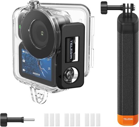 TELESIN Waterproof Case with Floating Stick for DJI Osmo Nano, 60M/196FT Underwater Housing Shell Protective Cage for DJI Osmo Nano Accessories, Deep Diving Scuba Snorkeling with Anti-Fog Sheets in Kuwait