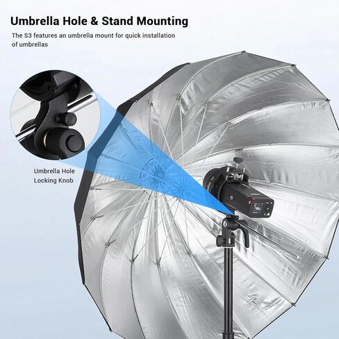Godox S3 Flash S-Type Bracket مع Bowens Mount for Godox AD100 AD200 Pro II AD400 Pro II TT600 TT685II V100 V1 V1Pro TT350S V860III- S2 Speedlite Bracket نسخة مطورة in Kuwait