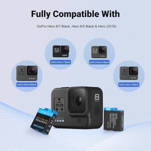 2-Pack Hero 8/7/6/5 Replacement Battery, Compatible with Gopro Hero 8/7/6/5 Camera Battery in Kuwait