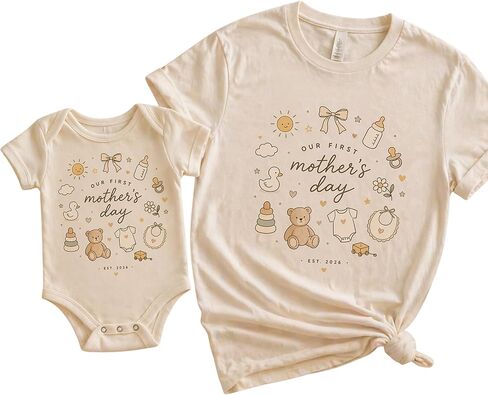 First Mother’s Day Matching Set 2026 | Mommy and Me Shirts | Matching Mom Shirt and Baby Onesie | 2-Piece Set in Kuwait