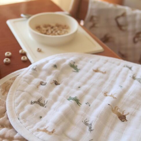 aden + anais 100% Organic Cotton Muslin Burpy Bib – Multi-Use, Absorbent 4-Layer Burp Cloth & Full-Coverage Snap-Closure Baby Bib, Lap-Shoulder Drool Cloth, 22.5" X 11", 2-Pack, Safari Dreams in Kuwait
