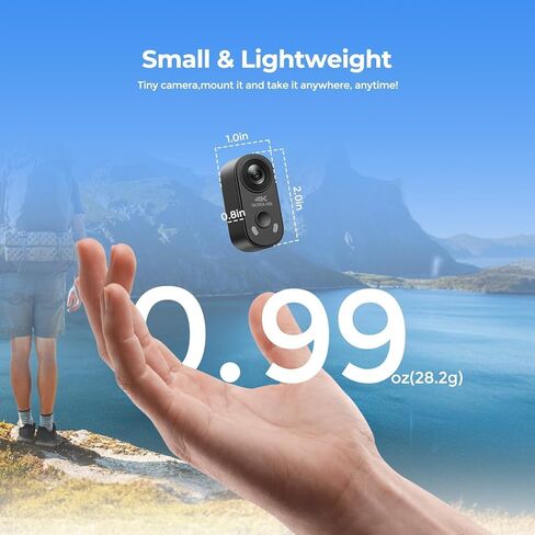 كاميرا الجسم الصغيرة بدقة 4K، كاميرا الحركة POV بحجم الإبهام مع WiFi، تثبيت EIS، حامل مغناطيسي، تخزين 64 جيجابايت، علبة شحن، تسجيل بدون استخدام اليدين لمنشئ المحتوى TikTok YouTube Vlogging in Kuwait