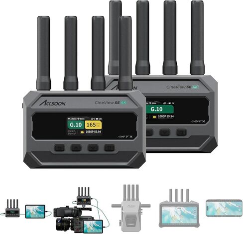 Accsoon CineView SE 4K Wireless SDI HDMI Video Transmitter&Receiver, 4K30/1080P60 Camera Control Video Transmission System, 1312ft 50ms Lat. USB +4 Apps Monitoring, Pair CineView M7 Pro/Master 4K in Kuwait