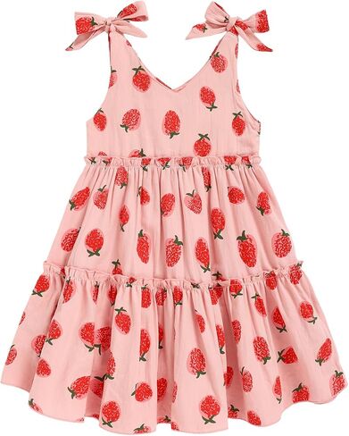 Toddler Girl Dress Summer Little Girls Strap Sleeveless Beach Sundress Kids Cotton Casual Dresses in Kuwait