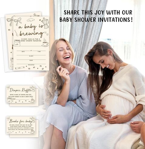 دعوات استحمام الطفل من Baby is Brewing، ودعوات قوس القهوة مع المغلفات، وتذاكر يانصيب الحفاضات وبطاقات طلب الكتب، ودعوة BabyShower محايدة للجنسين للأولاد والبنات -06 in Kuwait