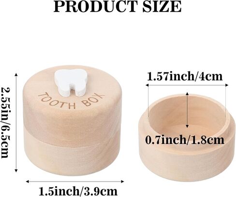 Sibba Tooth Fairy Box 2PCS Natural Wood Tooth Holder Keepsake Box for Lost Teeth 3D Carved Teeth Container Baby Tooths Organizer Memory for Kids Boys Girls Growth Souvenir Baby Shower Christmas Gift in Kuwait