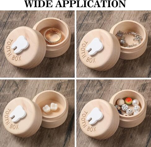 Sibba Tooth Fairy Box 2PCS Natural Wood Tooth Holder Keepsake Box for Lost Teeth 3D Carved Teeth Container Baby Tooths Organizer Memory for Kids Boys Girls Growth Souvenir Baby Shower Christmas Gift in Kuwait