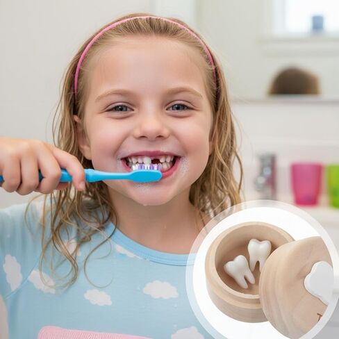 Sibba Tooth Fairy Box 2PCS Natural Wood Tooth Holder Keepsake Box for Lost Teeth 3D Carved Teeth Container Baby Tooths Organizer Memory for Kids Boys Girls Growth Souvenir Baby Shower Christmas Gift in Kuwait