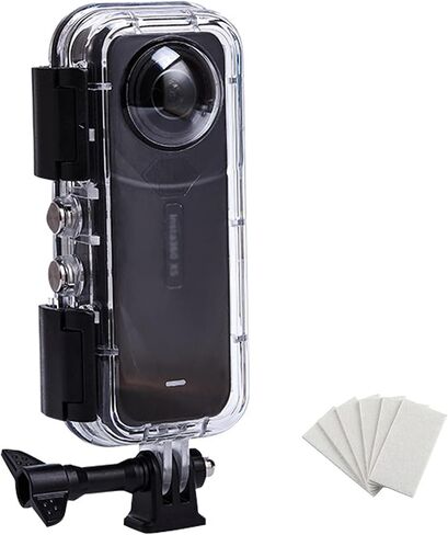 حافظة مقاومة للماء بطول 45 متر/147 قدم لـ Insta 360 X5، غطاء حماية للغوص تحت الماء لكاميرا Insta 360 X5 Action مع ملحقات الدعامة in Kuwait