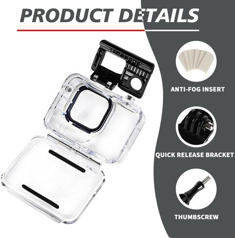 غطاء حافظة للغوص لكاميرا Insta360 Ace Pro 2/Ace Pro Action، حافظة واقية مع حشوة مضادة للضباب لـ Insta360 Ace Pro 2، مقاومة للماء حتى 30M/98FT in Kuwait