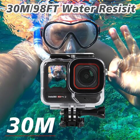 غطاء حافظة للغوص لكاميرا Insta360 Ace Pro 2/Ace Pro Action، حافظة واقية مع حشوة مضادة للضباب لـ Insta360 Ace Pro 2، مقاومة للماء حتى 30M/98FT in Kuwait