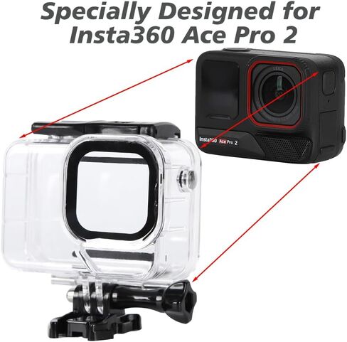 غطاء حافظة للغوص لكاميرا Insta360 Ace Pro 2/Ace Pro Action، حافظة واقية مع حشوة مضادة للضباب لـ Insta360 Ace Pro 2، مقاومة للماء حتى 30M/98FT in Kuwait