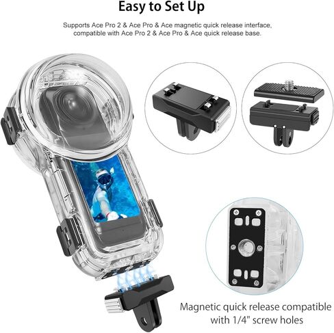 Waterproof Diving Case 60m/197ft for Insta360 X5, Quick Release Housing for Underwater Photography & Action Camera Protection in Kuwait