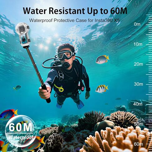 Waterproof Diving Case 60m/197ft for Insta360 X5, Quick Release Housing for Underwater Photography & Action Camera Protection in Kuwait
