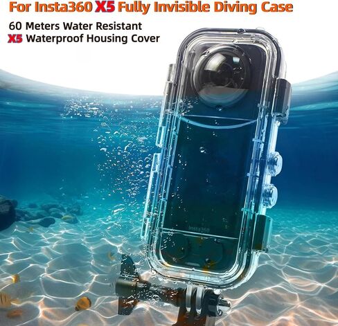 X5 Universal Stealth Diving Housing Pro لجهاز Insta360 X5: 60 متر IPX8 مقاوم للماء، 360 درجة مضاد للتظليل وحماية شديدة ضد الصدمات، حافظة للغوص/التزلج/القفز بالمظلات in Kuwait