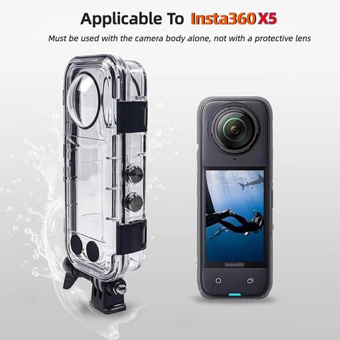 X5 Universal Stealth Diving Housing Pro لجهاز Insta360 X5: 60 متر IPX8 مقاوم للماء، 360 درجة مضاد للتظليل وحماية شديدة ضد الصدمات، حافظة للغوص/التزلج/القفز بالمظلات in Kuwait