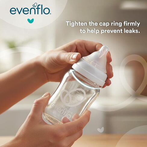 Evenflo Balance+ Glass Wide Neck Baby Bottles, Clear, 6 fl oz, 6 Pack in Kuwait