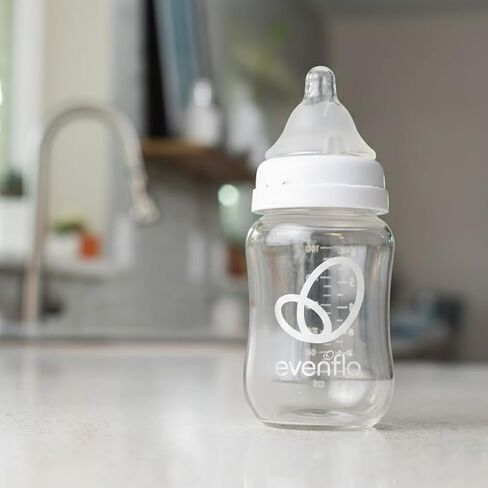 Evenflo Balance+ Glass Wide Neck Baby Bottles, Clear, 6 fl oz, 6 Pack in Kuwait