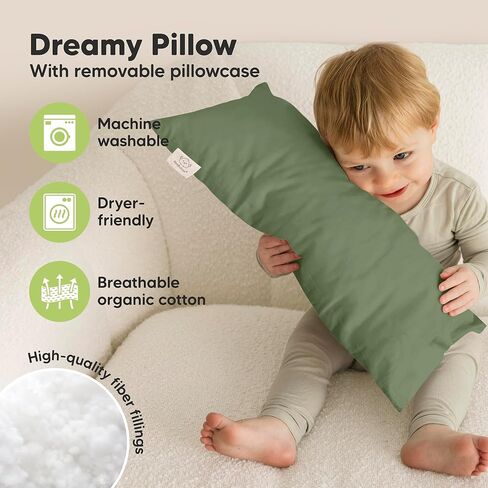 KeaBabies Toddler Pillow with Pillowcase - 10x18 My Little Dreamy Kids Travel Bed Pillows for Sleeping, Cotton Small Pillowcase, Soft & Breathable, Machine Washable, 2-5 Years Old in Kuwait