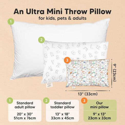 KeaBabies Mini Toddler Pillow with Pillowcase 9X13 and Buddy Toddler Pillow with Pillowcase 10x18 - Kids Small Traveling Essentials - Soft and Breathable Kids Cushion for Sleeping in Kuwait
