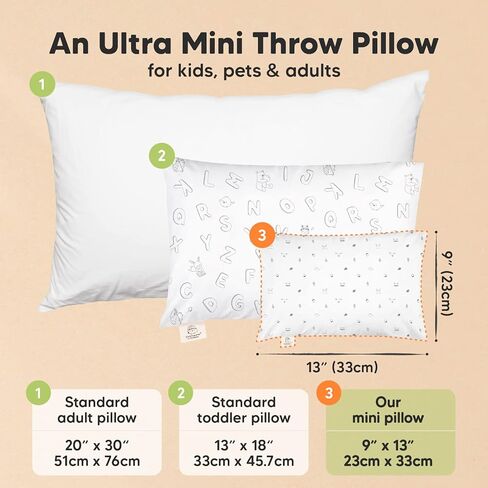 KeaBabies Buddy Toddler Pillow with Pillowcase 10x18 and Mini Toddler Pillow with Pillowcase 9X13 - Soft and Breathable Kids Cushion for Sleeping - Kids Small Traveling Cushion in Kuwait