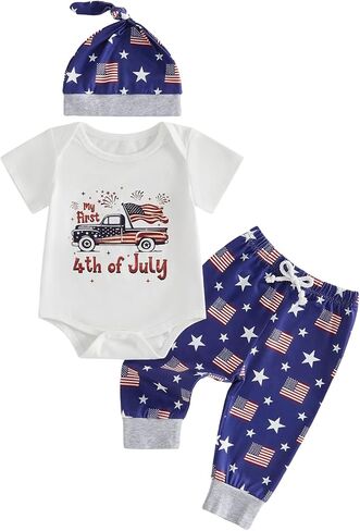 My First 4th Fourth of July Baby Boy Outfits Newborn American Flag Romper Pants Se Day Clothes in Saudi Arabia