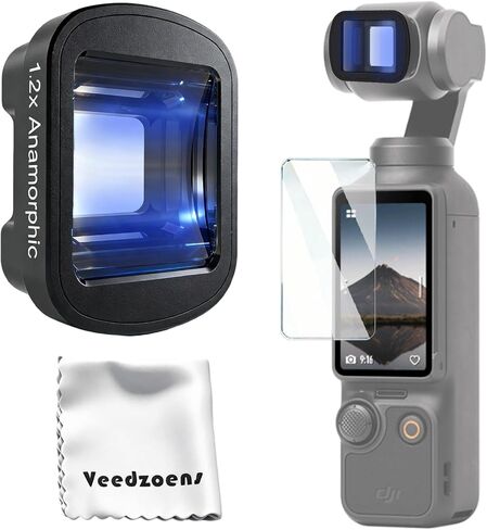 عدسة بصرية مشوهة 1.2X لجيب DJI Osmo 3 جيوب 4، مرفق مغناطيسي، زجاج بصري مطلي متعدد الطبقات، يتضمن صندوقًا محمولاً وواقي شاشة in Kuwait