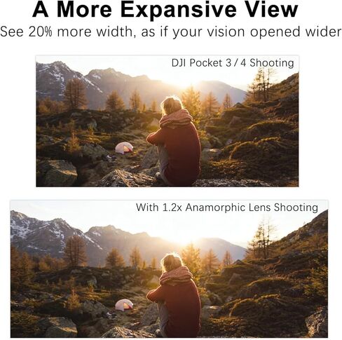 عدسة بصرية مشوهة 1.2X لجيب DJI Osmo 3 جيوب 4، مرفق مغناطيسي، زجاج بصري مطلي متعدد الطبقات، يتضمن صندوقًا محمولاً وواقي شاشة in Kuwait