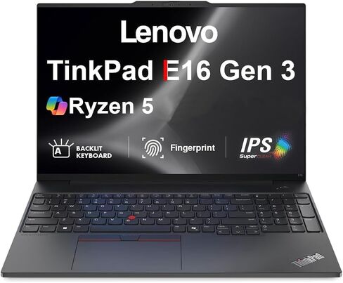 Lenovo ThinkPad E16 Gen 3 AI Business Laptop 16" IPS FHD+ Display (AMD Ryzen 5 230 (> Ryzen 5 7535U), 16GB DDR5, 512GB SSD, Fingerprint, Backlit, Thunderbolt 4, 5MP RGB Webcam, Win11Pro) w/Copilot in Kuwait